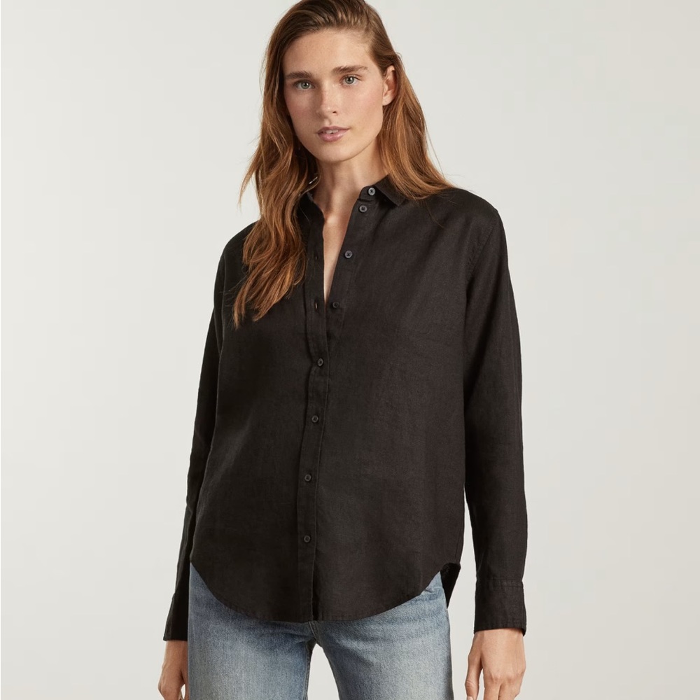 Everlane Black Linen Button Down